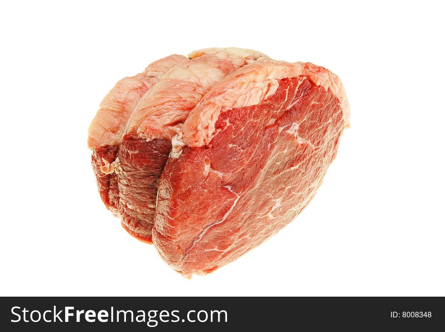 Raw joint of beef isolated against white. Raw joint of beef isolated against white