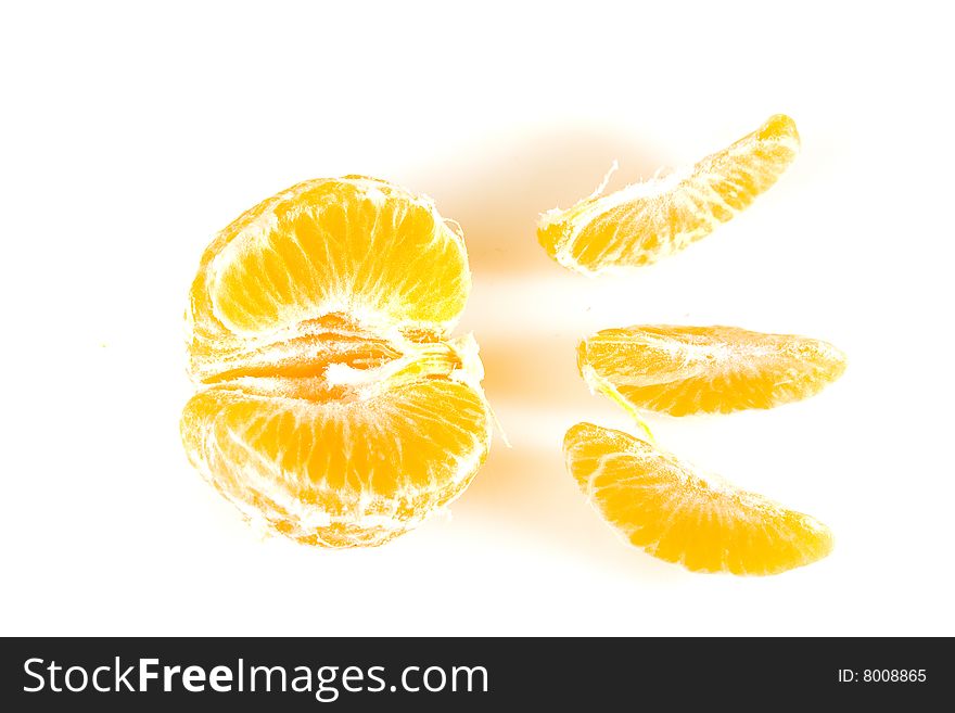 Orange tangerine on white ground