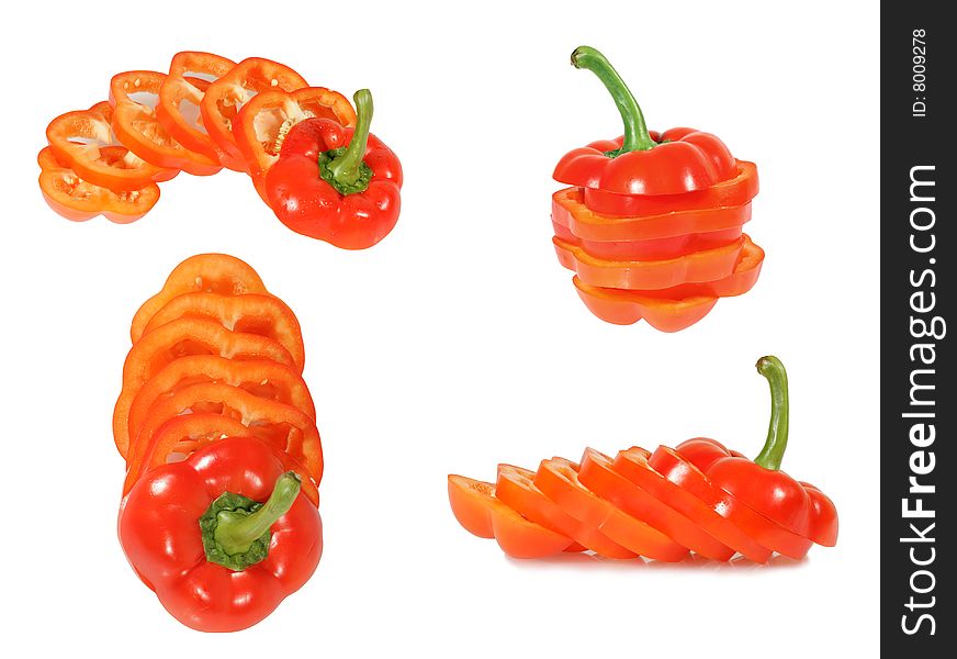 Red Bulgarian pepper  isolated on the white background