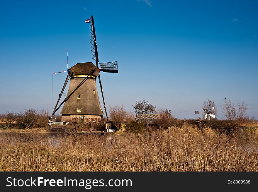 Beautiful Windmill Landscape At Kinderdijk