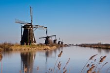 Beautiful Windmill Landscape At Kinderdijk Stock Photography Beautiful Windmill Landscape At Kinderdijk Stock Photography