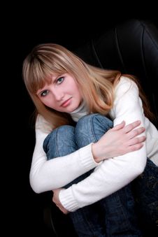 Girl Embracing Her Knees Royalty Free Stock Photos Girl Embracing Her Knees Royalty Free Stock Photos