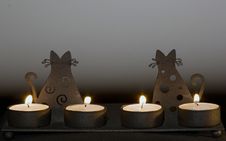 Candlestick With Cats Royalty Free Stock Images