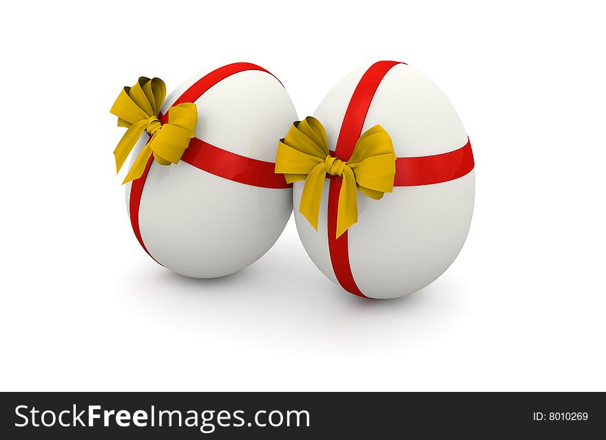 Gift White eggs decorative on white background