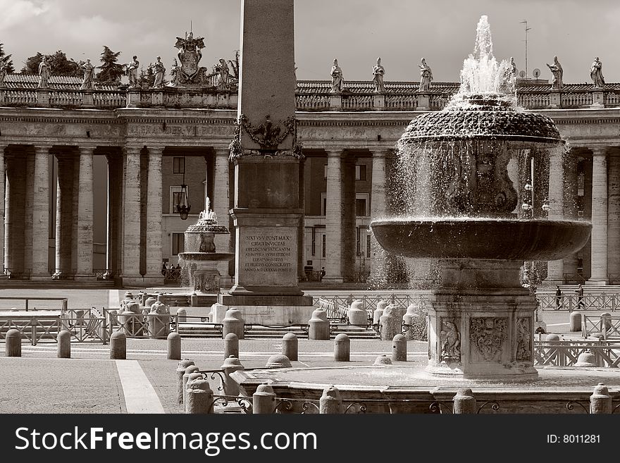 Fountain on a square of Vatican. Rome. Italy. Fountain on a square of Vatican. Rome. Italy