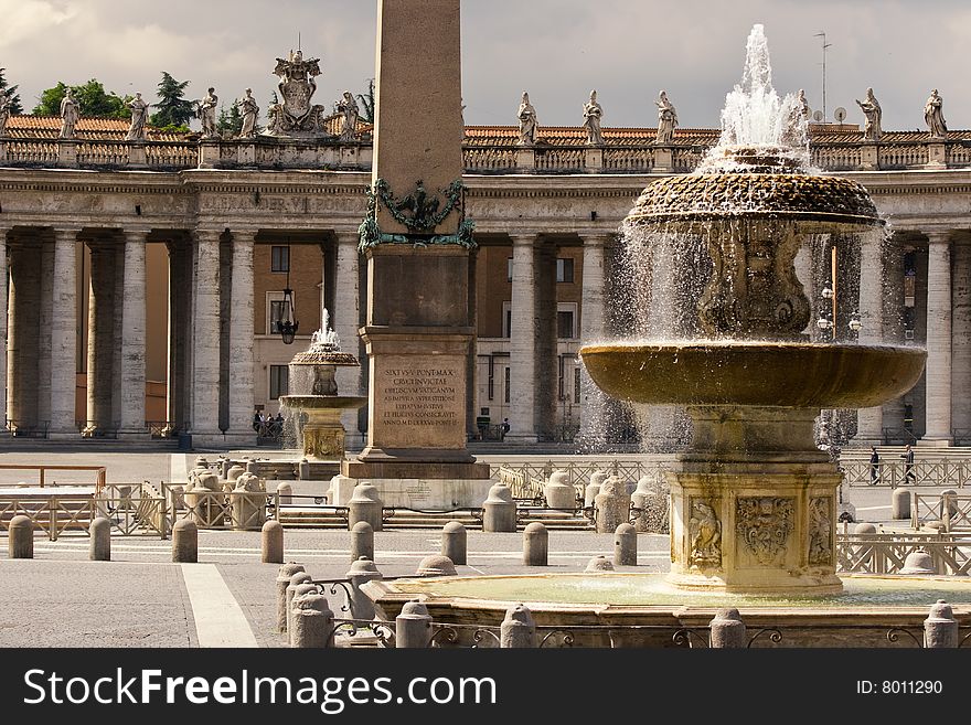 Fountain on a square of Vatican. Rome. Italy. Fountain on a square of Vatican. Rome. Italy