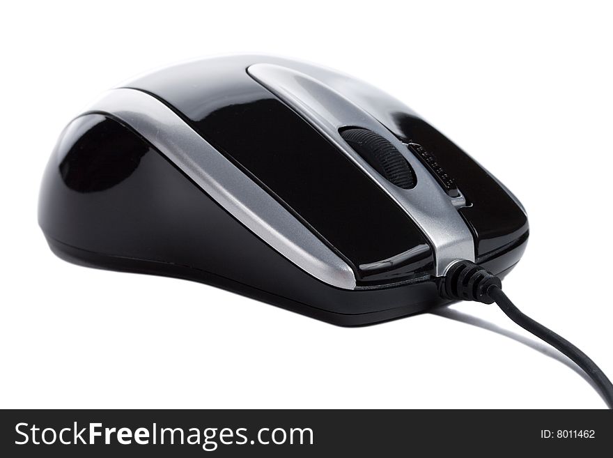 Black computer mouse, isolated on white. Black computer mouse, isolated on white