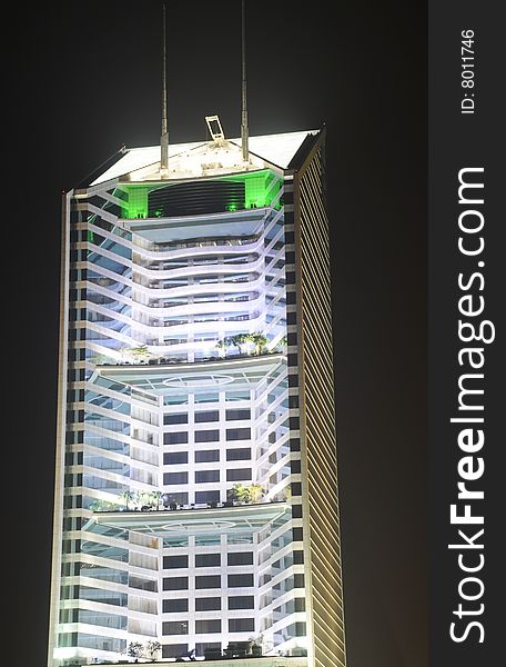 Night scenic of modern steel and glass curtain wall building. Night scenic of modern steel and glass curtain wall building.