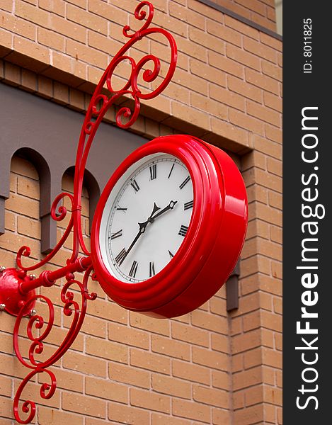 Red Large outdoor street clock