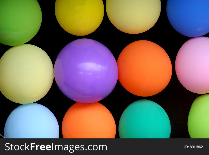 Brigh Colorful balloons on a black background