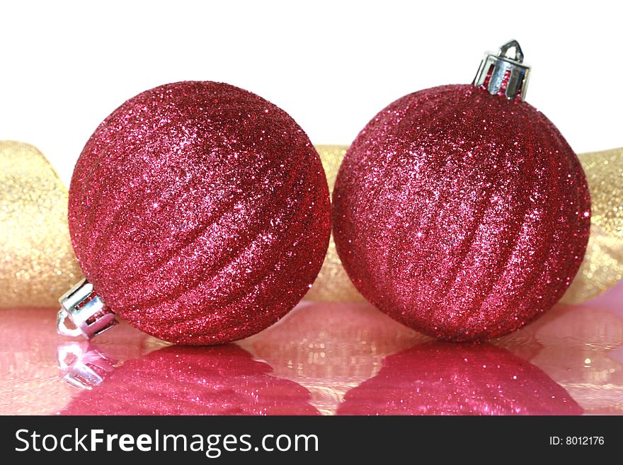Pink festive decorations with ribbon