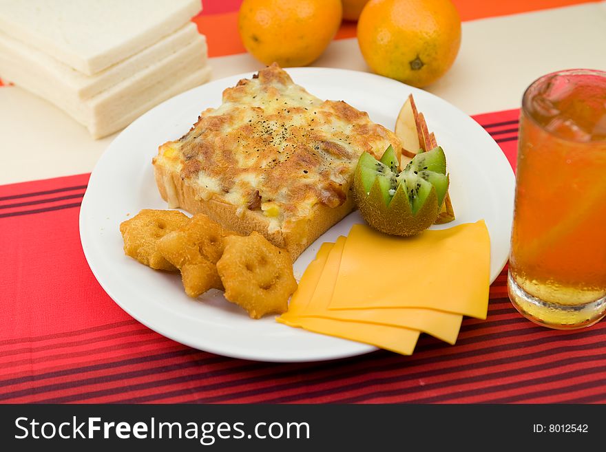 Simple meal of toast cheese. Simple meal of toast cheese