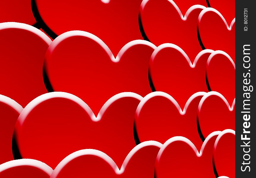 Red hearts conceptual background. Abstract illustration image