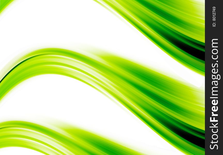 Green dynamic waves on white background. abstract illustration. Green dynamic waves on white background. abstract illustration