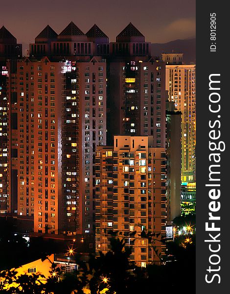 Night view of Shenzhen buidlings, China