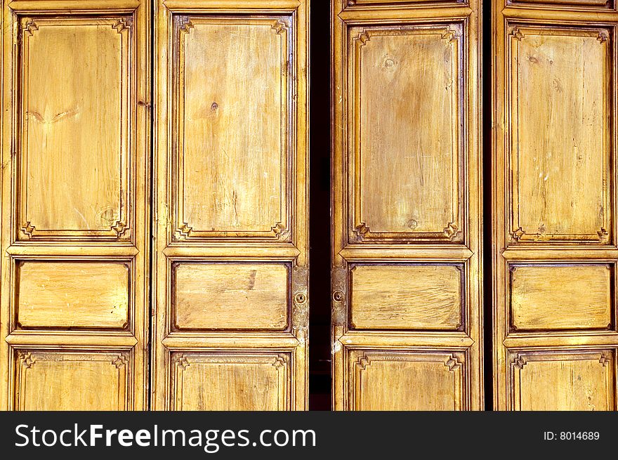 Wooden door in old style