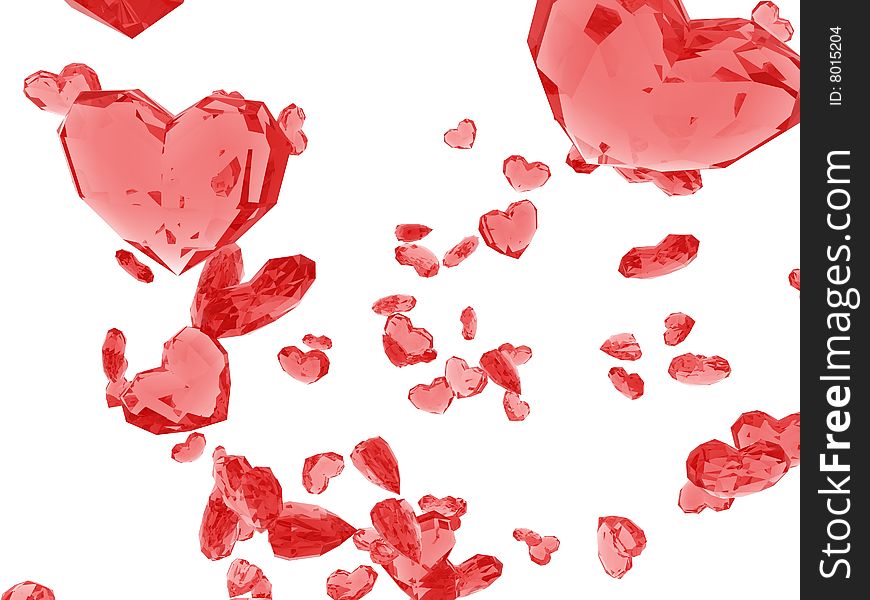 Lot of hearts flying in white background. Lot of hearts flying in white background