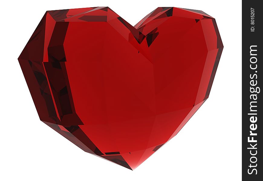 Isolated ruby heart in white background