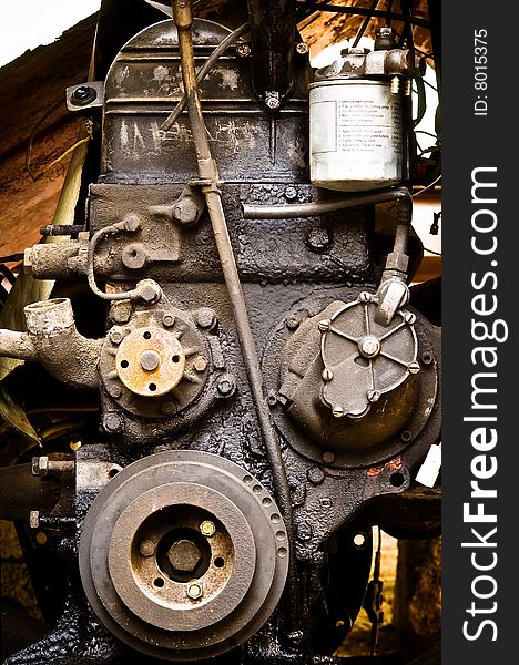 Old Diesel Engine Close-up