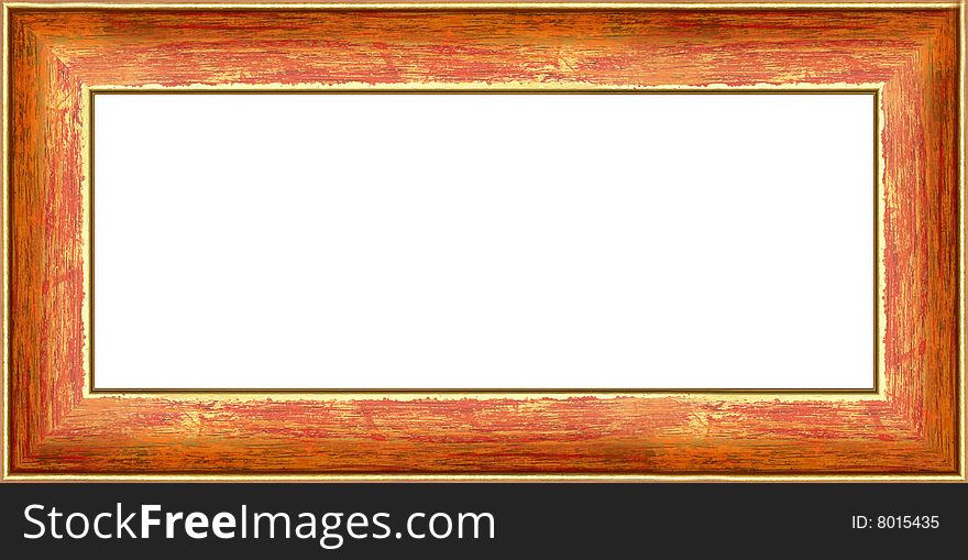 A picture gold frame on a white