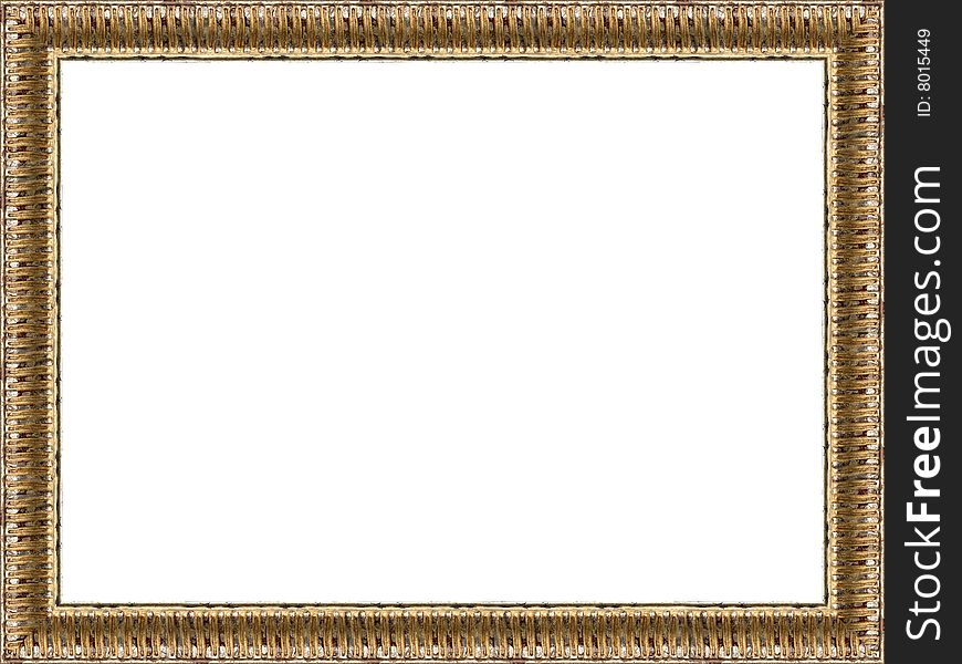 A picture gold frame on a white