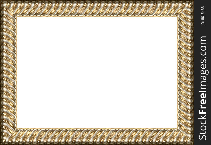 A picture gold frame on a white. A picture gold frame on a white