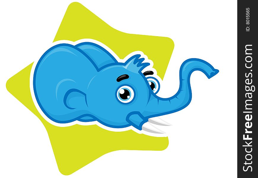 Funny and Smiling Elephant Cartoon Mascot on green star background. Vector Illustration. Funny and Smiling Elephant Cartoon Mascot on green star background. Vector Illustration.