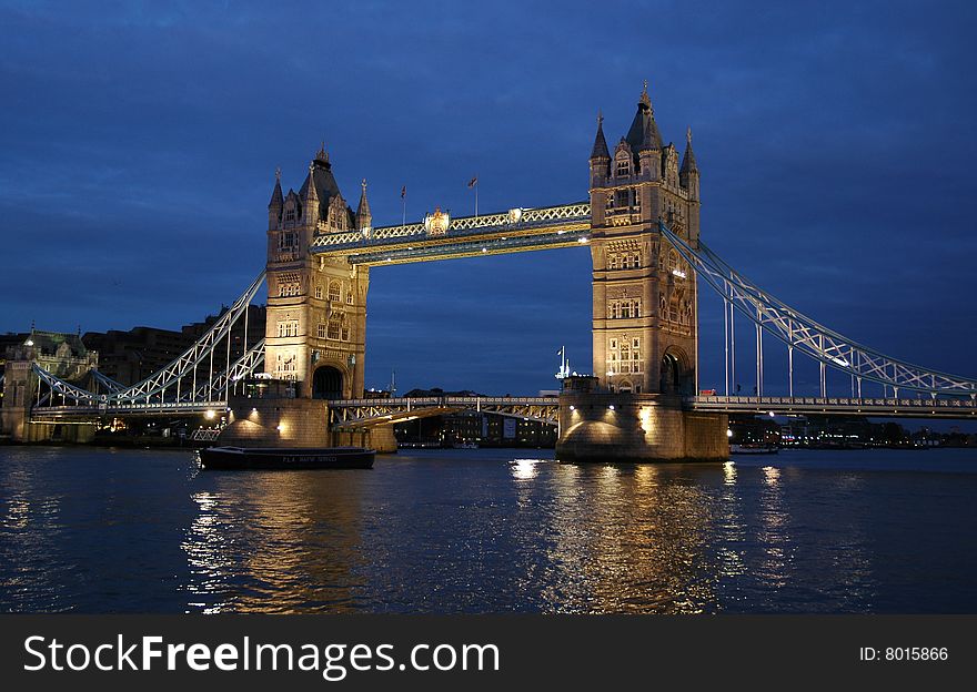 Picture of the Tower Bridge at night. Picture of the Tower Bridge at night