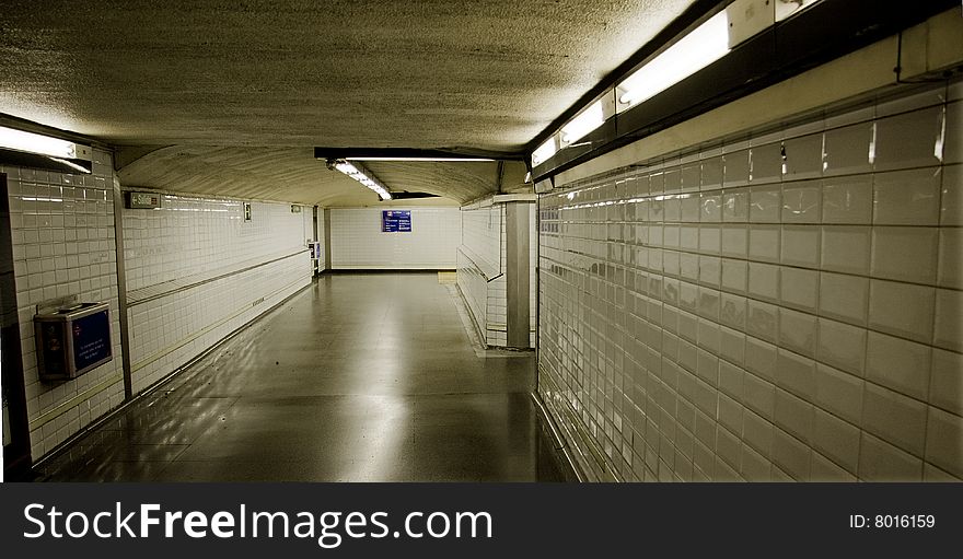 Urban metro tunnel in Madrid, Spain