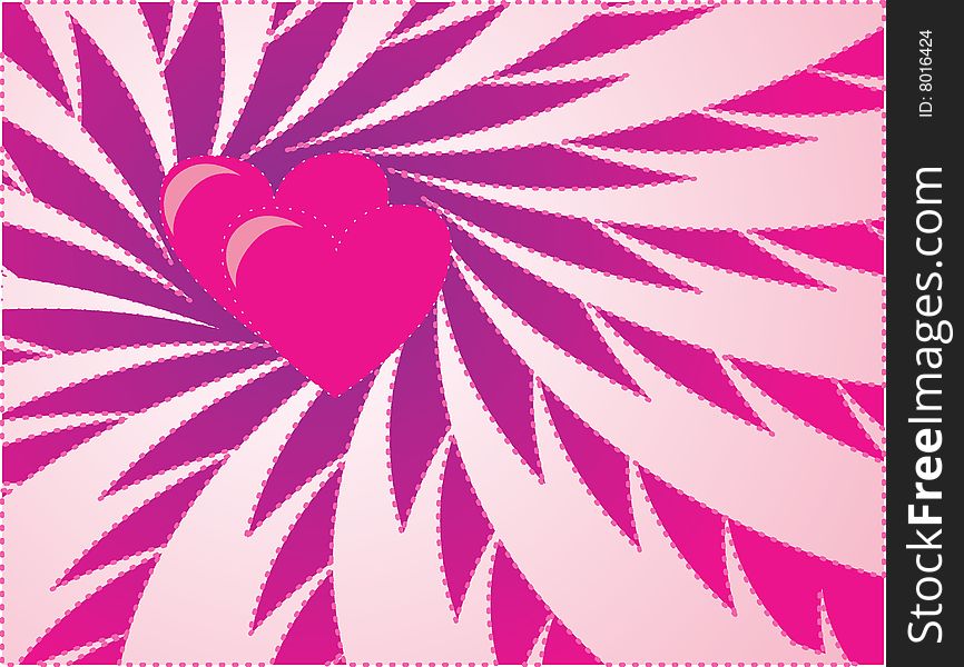 Red background with pink heart. Red background with pink heart