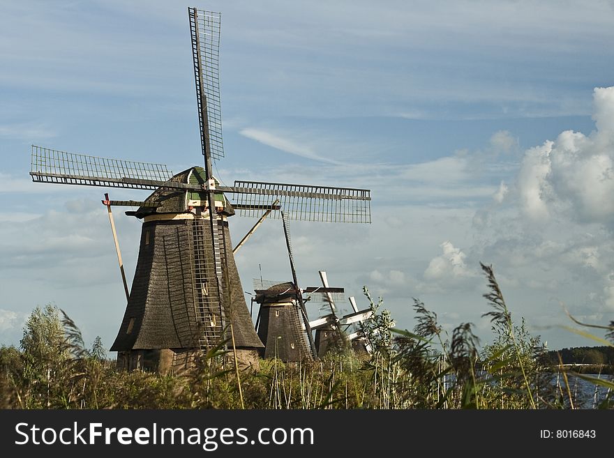 Windmill configuration at Kinderdijk, Holland.
