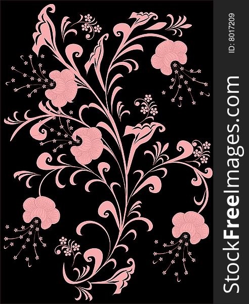 Illustration with pink silhouette flowers. Illustration with pink silhouette flowers