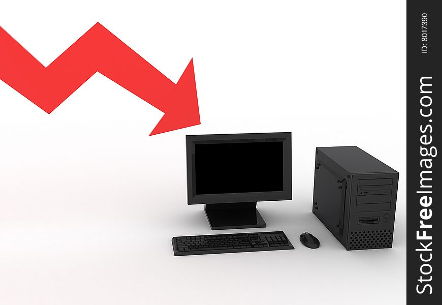 3d render of red graphic and black computer.