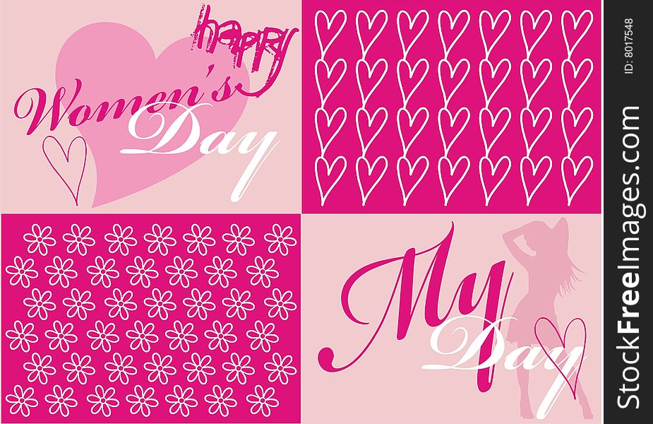 Pink and white card for women's day illustartion. Pink and white card for women's day illustartion