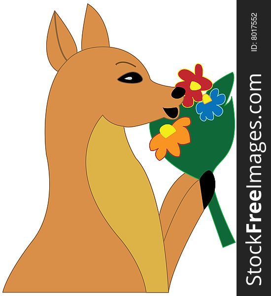 Small deer with flowers greeting