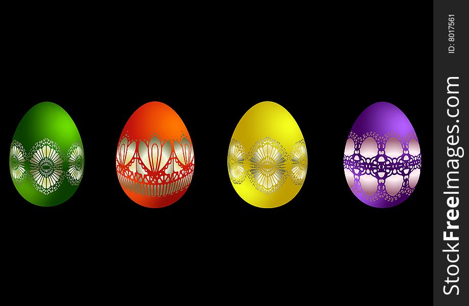 Set from four easter eggs