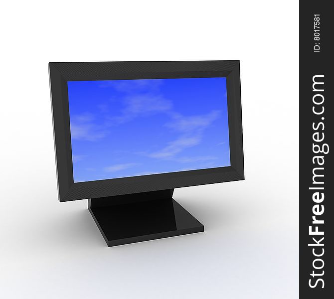 3d render of black monitor with sky. 3d render of black monitor with sky.