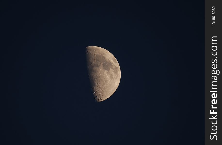 Afternoon shot of half Moon phase