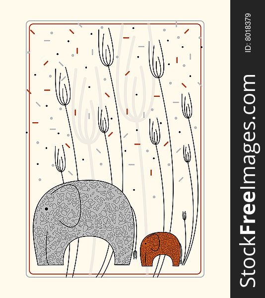 Vector Picture With Elephants