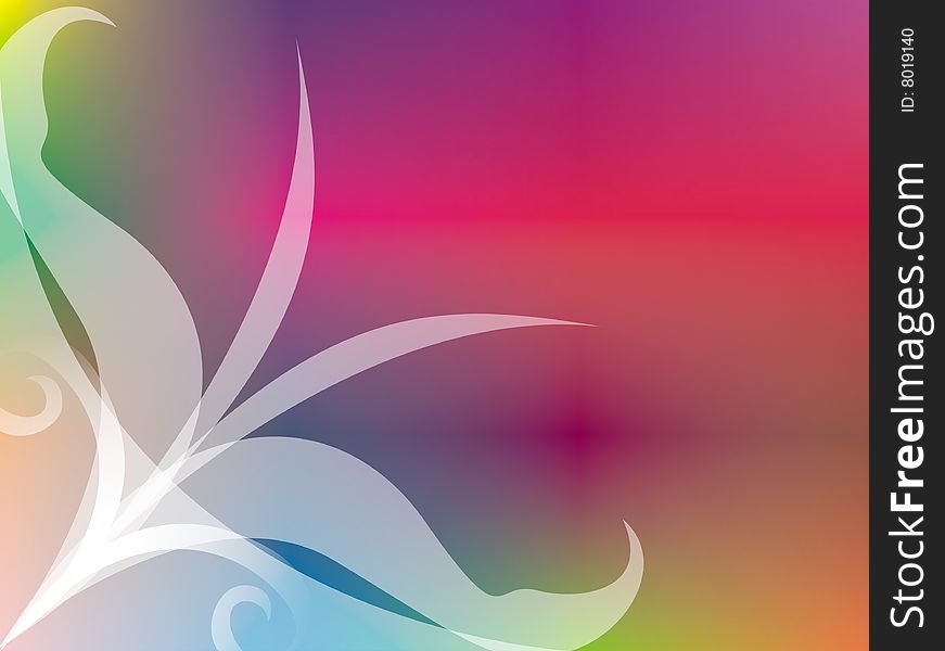 White flower over a psychedelic coloured background. White flower over a psychedelic coloured background.