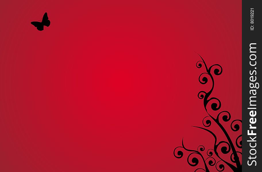 A butterfly flying over a blood red background. A butterfly flying over a blood red background.