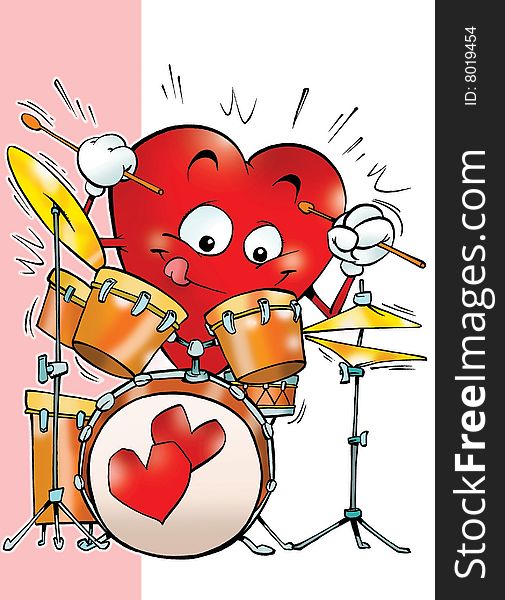 Read heart playing drum music