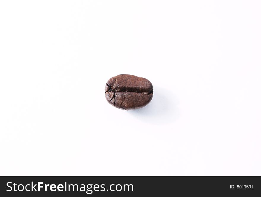 Single coffee bean, on the white background