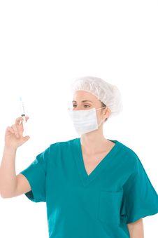 Nurse With Operating Mask And Syringe Royalty Free Stock Image Nurse With Operating Mask And Syringe Royalty Free Stock Image