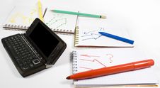 Open Palmtop Opposite Four Notebooks Royalty Free Stock Image Open Palmtop Opposite Four Notebooks Royalty Free Stock Image