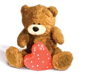 Brown Teddy Bear With Red Heart Stock Photos Brown Teddy Bear With Red Heart Stock Photos