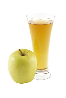Glass Of The Apple Juice And Apple. On The White. Royalty Free Stock Photography Glass Of The Apple Juice And Apple. On The White. Royalty Free Stock Photography