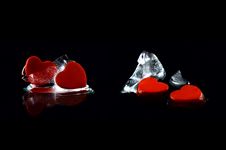 Four Hearts In Melting Icecubes 3 Stock Image