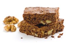 Hot Chocolate Brownie With Walnuts And Vanilla Stock Image Hot Chocolate Brownie With Walnuts And Vanilla Stock Image