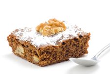 Hot Chocolate Brownie With Walnuts And Vanilla Royalty Free Stock Photography Hot Chocolate Brownie With Walnuts And Vanilla Royalty Free Stock Photography